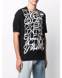 T-shirt à col rond imprimé noir et blanc Junya Watanabe MAN