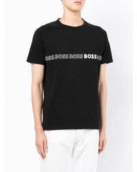 T-shirt à col rond imprimé noir et blanc BOSS