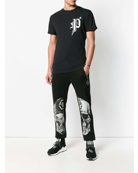 T-shirt à col rond imprimé noir et blanc Philipp Plein