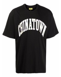T-shirt à col rond imprimé noir et blanc Chinatown Market
