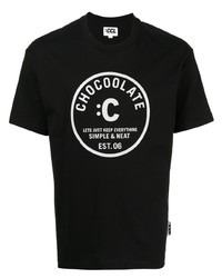 T-shirt à col rond imprimé noir et blanc Chocoolate