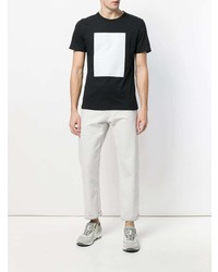 T-shirt à col rond imprimé noir et blanc Maison Margiela