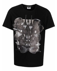 T-shirt à col rond imprimé noir et blanc Comme Des Garcons Homme Plus