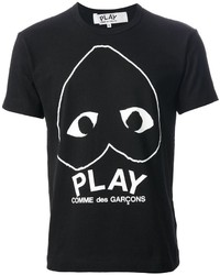 T-shirt à col rond imprimé noir et blanc Comme des Garcons