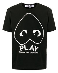 T-shirt à col rond imprimé noir et blanc Comme Des Garcons Play