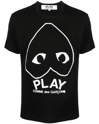 T-shirt à col rond imprimé noir et blanc Comme Des Garcons Play