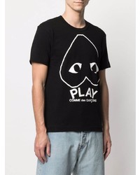 T-shirt à col rond imprimé noir et blanc Comme Des Garcons Play