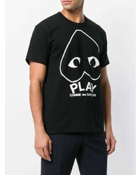 T-shirt à col rond imprimé noir et blanc Comme Des Garcons Play