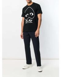 T-shirt à col rond imprimé noir et blanc Comme Des Garcons Play