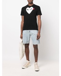 T-shirt à col rond imprimé noir et blanc Comme Des Garcons Play