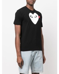 T-shirt à col rond imprimé noir et blanc Comme Des Garcons Play