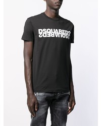 T-shirt à col rond imprimé noir et blanc DSQUARED2