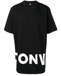 T-shirt à col rond imprimé noir et blanc Converse