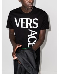 T-shirt à col rond imprimé noir et blanc Versace