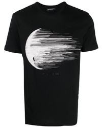 T-shirt à col rond imprimé noir et blanc costume national contemporary