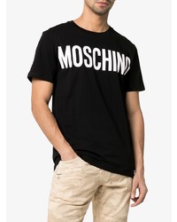 T-shirt à col rond imprimé noir et blanc Moschino