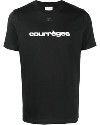 T-shirt à col rond imprimé noir et blanc Courrèges