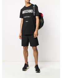 T-shirt à col rond imprimé noir et blanc Moschino