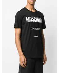 T-shirt à col rond imprimé noir et blanc Moschino