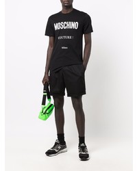 T-shirt à col rond imprimé noir et blanc Moschino