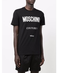 T-shirt à col rond imprimé noir et blanc Moschino