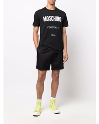 T-shirt à col rond imprimé noir et blanc Moschino