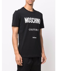 T-shirt à col rond imprimé noir et blanc Moschino