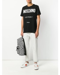 T-shirt à col rond imprimé noir et blanc Moschino