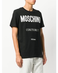 T-shirt à col rond imprimé noir et blanc Moschino