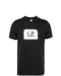 T-shirt à col rond imprimé noir et blanc CP Company