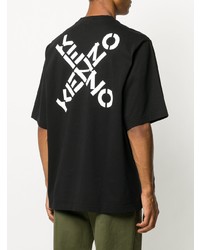 T-shirt à col rond imprimé noir et blanc Kenzo