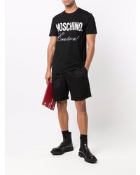 T-shirt à col rond imprimé noir et blanc Moschino