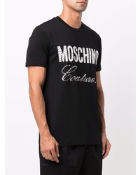 T-shirt à col rond imprimé noir et blanc Moschino