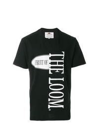 T-shirt à col rond imprimé noir et blanc Cédric Charlier