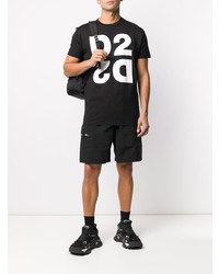 T-shirt à col rond imprimé noir et blanc DSQUARED2