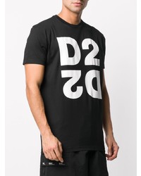 T-shirt à col rond imprimé noir et blanc DSQUARED2