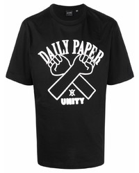 T-shirt à col rond imprimé noir et blanc Daily Paper
