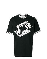 T-shirt à col rond imprimé noir et blanc Damir Doma