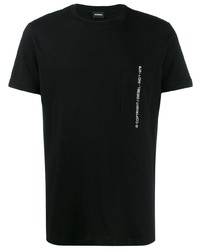 T-shirt à col rond imprimé noir et blanc Diesel