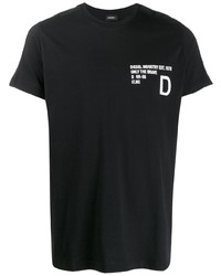 T-shirt à col rond imprimé noir et blanc Diesel