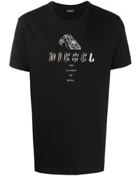 T-shirt à col rond imprimé noir et blanc Diesel