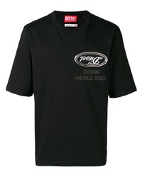 T-shirt à col rond imprimé noir et blanc Diesel Red Tag