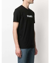 T-shirt à col rond imprimé noir et blanc DSQUARED2