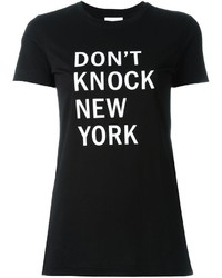 T-shirt à col rond imprimé noir et blanc DKNY