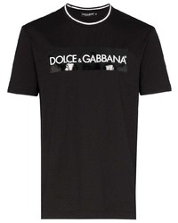 T-shirt à col rond imprimé noir et blanc Dolce & Gabbana