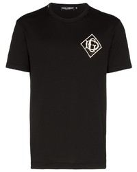 T-shirt à col rond imprimé noir et blanc Dolce & Gabbana