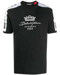 T-shirt à col rond imprimé noir et blanc Dolce & Gabbana