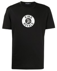 T-shirt à col rond imprimé noir et blanc Dolce & Gabbana