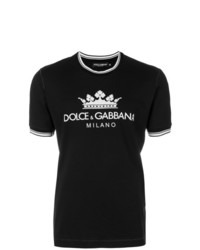 T-shirt à col rond imprimé noir et blanc Dolce & Gabbana