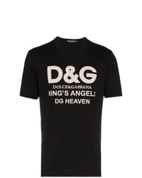 T-shirt à col rond imprimé noir et blanc Dolce & Gabbana